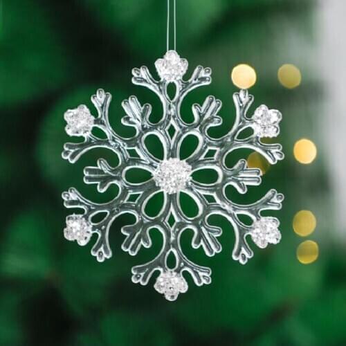 2 Pcs Christmas Hanging Snowflake Decorations 3D White Silver Snowflakes Hanging Garland for Christmas Decoration