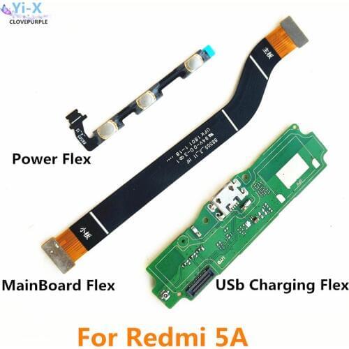 20pcs Power Volume Flex & USB Charging Dock Flex Cable & Motherboard MainBoard Connections Flex Cable For Xiaomi Redmi 5A