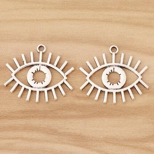 20 Pieces Tibetan Silver Egyptian Eye Of Horus Charms Pendants for Necklace Earring Jewellery Making 25x22mm