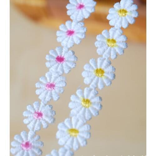 20Yards Free Shipping High Quality Embroidered Colorful Daisy Flower Lace Trim Sewing Crafts Women Child Cloth Scrapbooking DIY