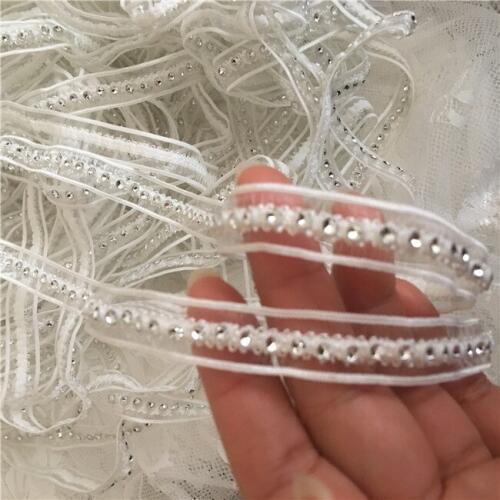 4yards/lot DIY brightly sew on bead rhinestone trim nails diy wedding dress collar bridal accessories 1.3cm Z1222