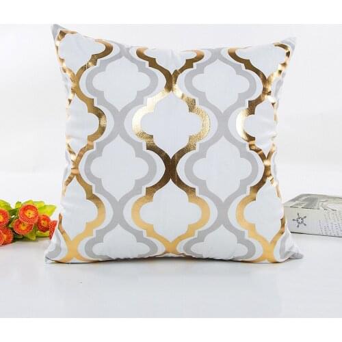 45*45cm cotton Striped gold letter Geometric Cushion Cover Polyester Pillowcase couch Decorative Sofa Home Bedroom Decor