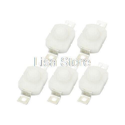 5pcs Torch Flashlight Self Lock SPST Push Button Switch White AC 250V 1.5A