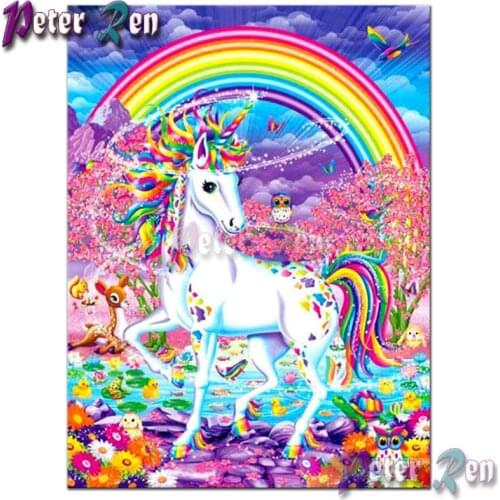 5d Cartoon Diamond Painting Cross Stitch River unicorns and critters DIY full Square\Round Embroidery Rhinestone Children gift