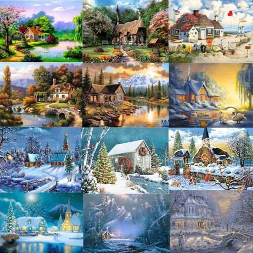 Diamond painting Rural Houses Picture Full Diamond Embroidery Cross Stitch DIY Diamond Mosaic Home Decor Art Painting Accessory