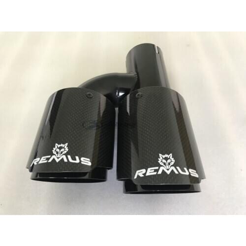 REMUS left car modified carbon fiber tube stainless steel double carbon carexhaust pipe tail muffler Car h shape balck e90