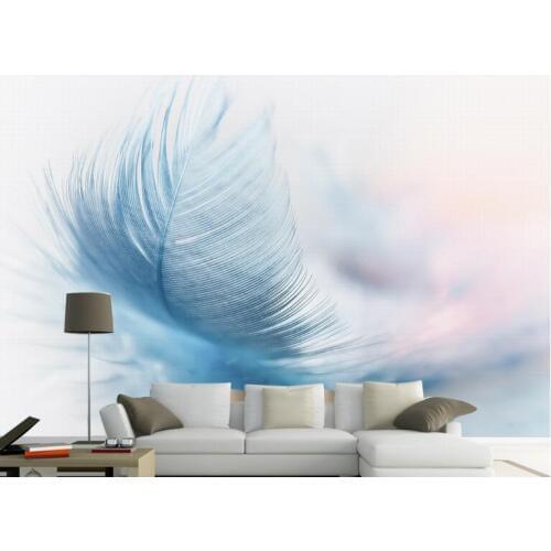 Bacal Custom fashion retro modern minimalist aesthetic blue feather 3D wallpaper mural TV background wall paper for walls 3 d