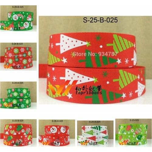 Free shipping 50 yard 1inch 25 mm Christmas ribbon printed grosgrain ribbon H4102275