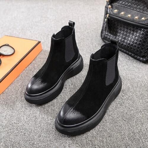 Martin Boots Womens Autumn/Winter 2020 New Womens Shoes British wind-scrubed leather muffin thick-bottomed boots