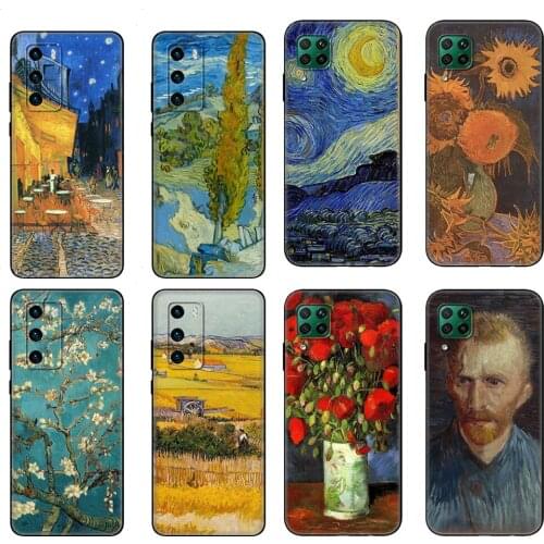 Black tpu Case For Huawei P30 Lite P30 Pro P40 Case For Huawei P40 LITE E P Smart 2020 Case Cover Renaissance Van Gogh painting