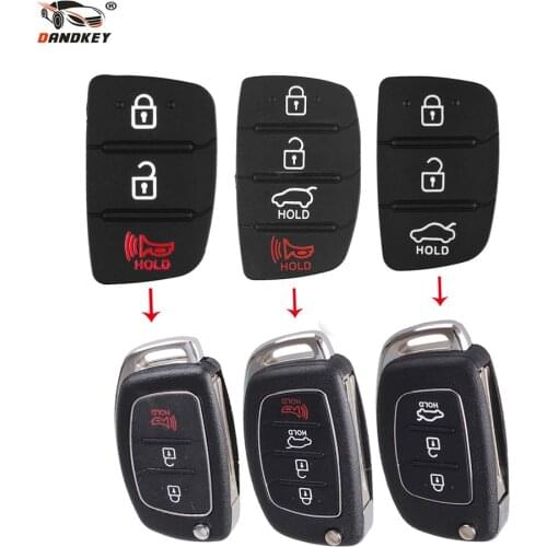 Dandkey Replacement Rubber Pad 3/4 Buttons Flip Car Remote Key Shell For Hyundai I30 IX35 Kia K2 K5 Key Cover Case