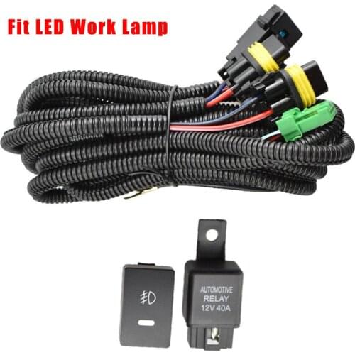 H11 881 H9 Fog Light Lamp Wiring Harness Socket Wire Connector With 40A Relay & ON/OFF Switch Kits Fit for LED Work Lamps lights