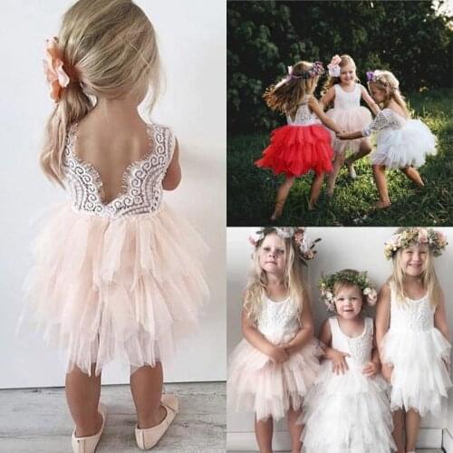 Embroidery Lace Baby Girl Dress Flower Mesh Ball Gown Wedding Evening Toddler Girls Clothes Infant Girls Party Princess Dresses