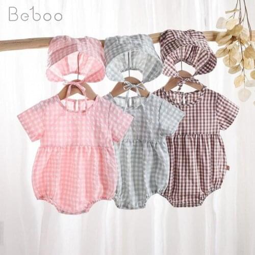 Summer Baby Boys Bodysuit Ins Korea Climbing Jumpsuit For Girls Fashion Cute Cotton Short Sleeve Clothing For 0-24months Infants