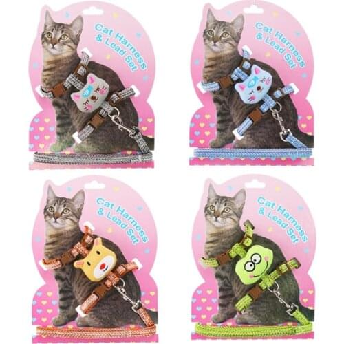 Cat Cute Collar Harness with Leash Kitten I-shaped Adjustable Vest Pet Traction Halter Collar Cats Products Pet Harness Belt