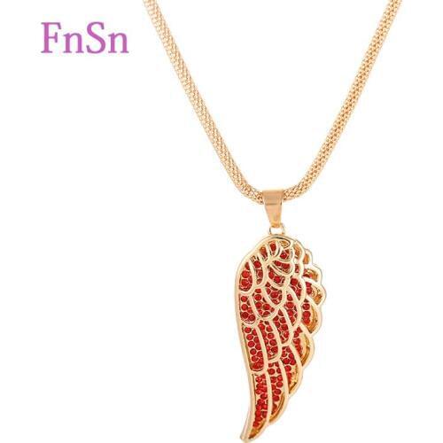 Fashion Womens Necklaces Trendy Charms Crystal Wing Necklace Gold Long Chain hollow Wing Necklaces&Pendants 2016 Hot Wholesales