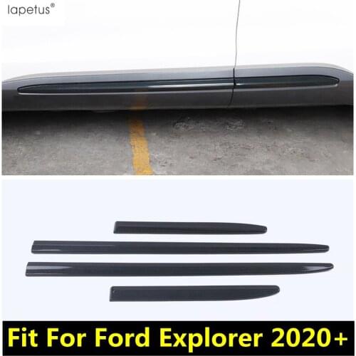 Carbon Fiber Accessories For Ford Explorer 2020 2021 Car Side Door Body Molding Decorative Strip Cover Trim Exterior Refit Kit