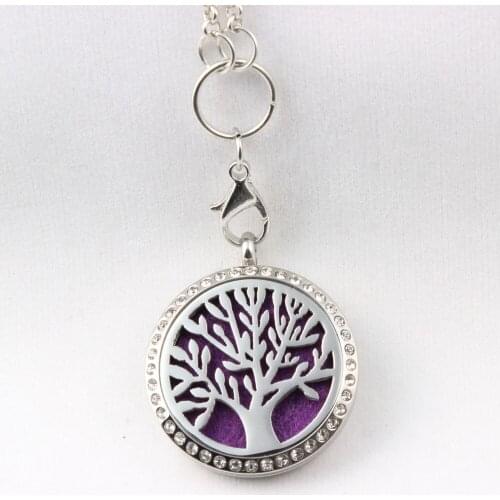 Crystal Set Stainless Steel Aromatherapy Essential Oils Diffuser Locket Pendant Setting With Chain For Mens Silver Pendant