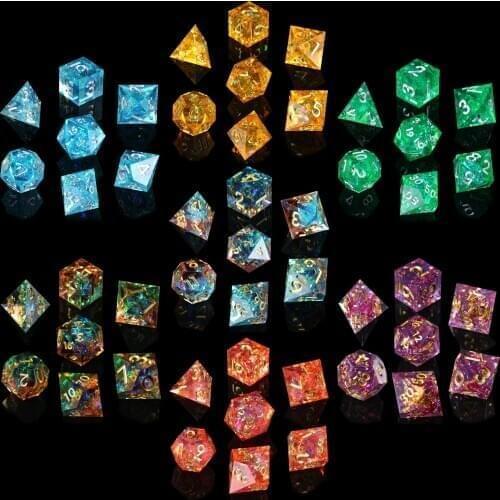 RPG Dice Set, DND 7PCS Handmade Mirror Polyhedral Dice Set for D&D Dungeons and Dragons Table Games Role Playing Rolling