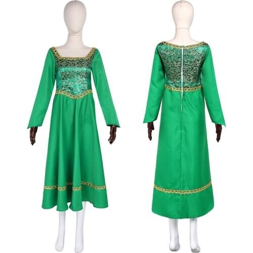 New Arrival Princess Fiona Cosplay Costume Dress Adult Halloween Carnival Party