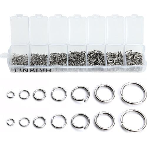 Wholesale 770pcs/box Mix Size Open Jump Ring 3 4 5 6 7mm Stainless Steel Silver Tone Split Loop Rings for DIY Jewelry Connector