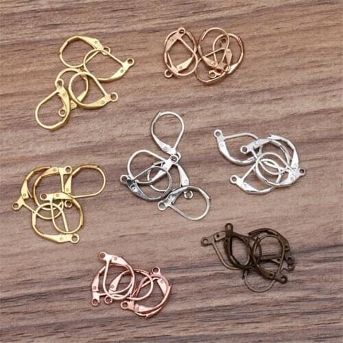 50pcs 17x10mm Gold Silver Color French Earring Hook Earwire Earrings Fitting Ear Setting Base for DIY Jewelry Making Accessories