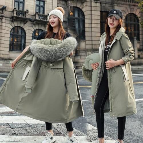 -30 Degrees Snow Wear Long Parkas Winter Jacket Women Fur Hooded Clothing Female Fur Lining Thick Winter Three-piece Coat Women