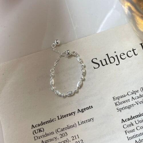 Origin Summer Unique Design Adjustable Asymmetric Geometric Ring for Women Round Bead Silver Color Index Finger Ring Jewelry
