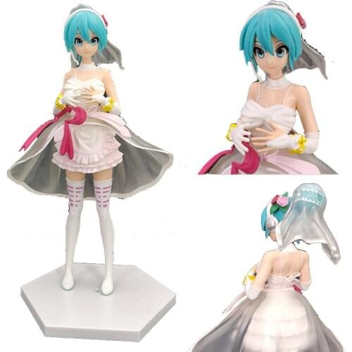 Hatsune Miku Yarn dress bride can collect Figure model desk ornaments scenery decoration girl mood people gift toy