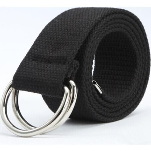New Casual Unisex Canvas Fabric Belt Strap D Ring Buckle Webbing Waist Band Casual Jeans Belt 5 Colors Cinturones Hombre