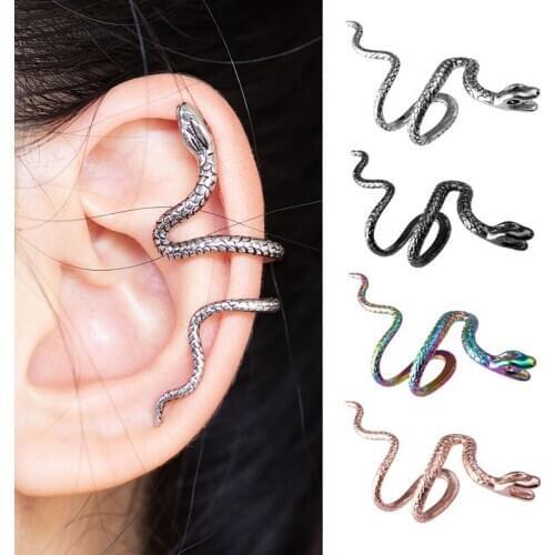 Fashion Punk Twining Snake Shape Earing Clips for Women Men Without Piercing Clip Earrings Ear Cuffs Fake Piercing Jewelry Gift