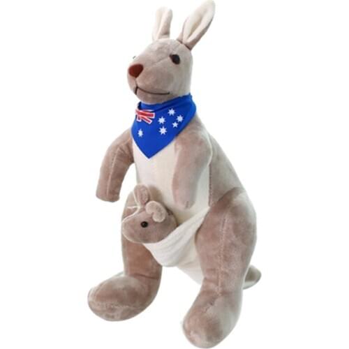Sweet Kangaroo Stuffed Animal Soft Plush Doll Toys for Baby Kids (Blue)