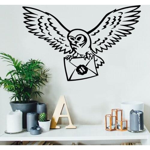 Owl Potter Bird Envelope Wall Sticker Potter Harr Anime Movie Inspiral Quote Wall Decal Bedroom Kids Room Vinyl Decor