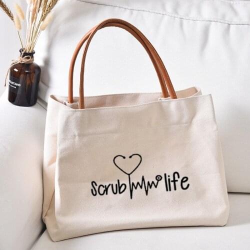 Nursing Tote Bag Echometer Scrub Life Funny Printed Gift for Nurse Women Lady Casual Canvas Beach Work Bag Handbag Dropshipping