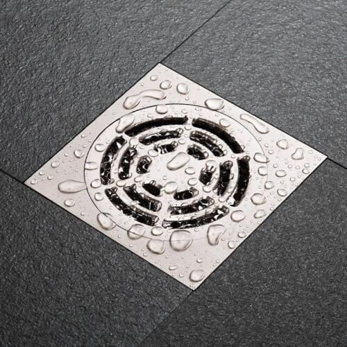 Bathroom toilet kitchen 4 inches 100*100mm Square Brushed Nickel Finish Solid Brass Floor Drain with Removable Strainer