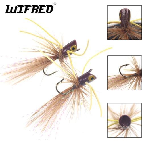 Wifreo 10pcs Size 8 Small Topwater Lures Popper Flies Fly Fishing Popper Lures for Panfish Fishing Bluegill Crappie Bass Sunfish