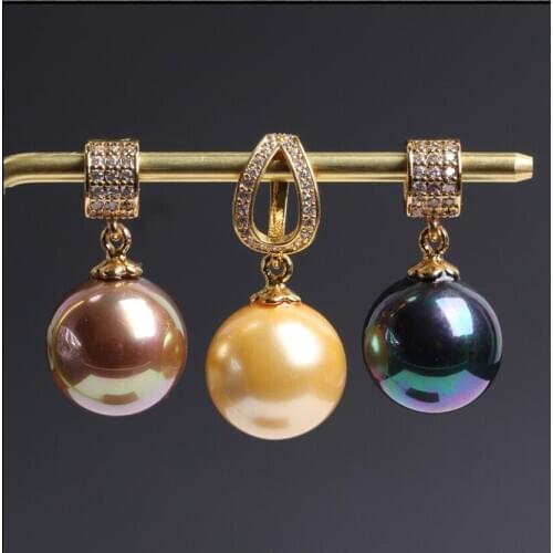 Fine jewelry Black Round t golden green champagne Pearl Pendant wholesale