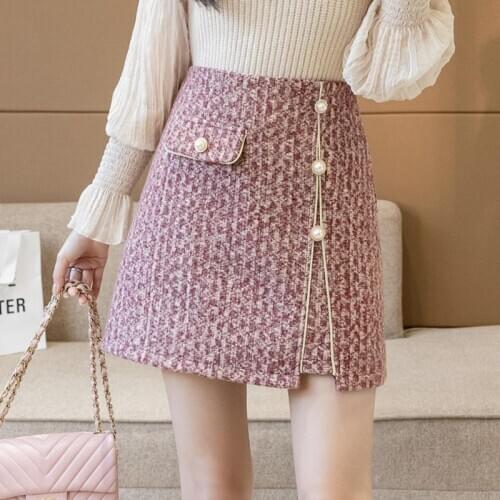 Half length skirt womens autumn winter 2021 new fashion temperament A-line skirt design sexy skirt