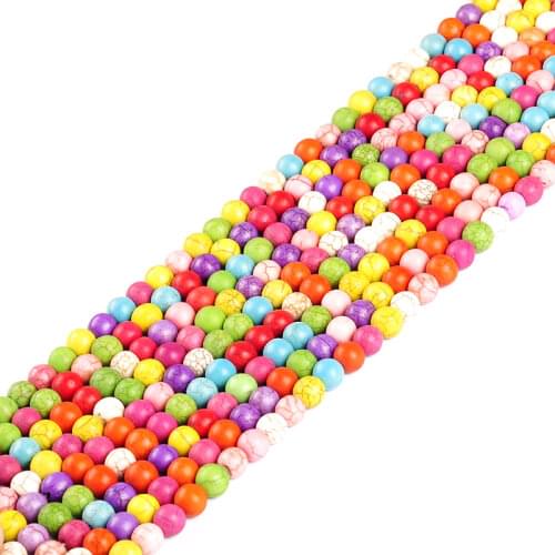 1 Strand/pack Dia 4-14mm Round Multicolor Natural Stone Beads Colorful Howlite Beads Jewelry Findings For Diy Jewelry Making
