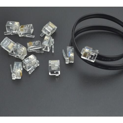 10-100Pcs RJ12 Six-core Clear Crystal head 6P6C right Buckle Position EV3 Data Line Crystal Connector Cable Technical MOC Parts
