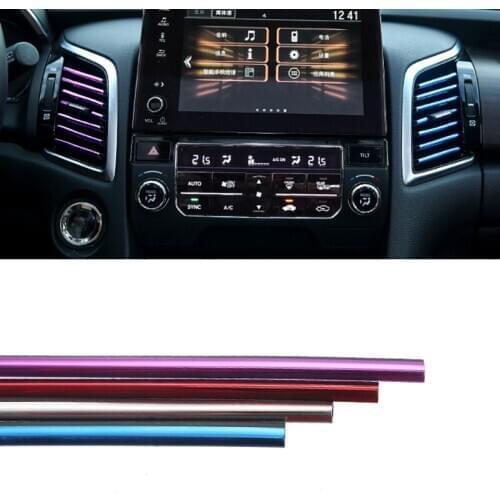 10Pcs Car Air Outlet Trim Strip Cars Decoration Strips PVC Chrome Accessories Auto Air Vent Styling Mouldings Grilles Rim Trim