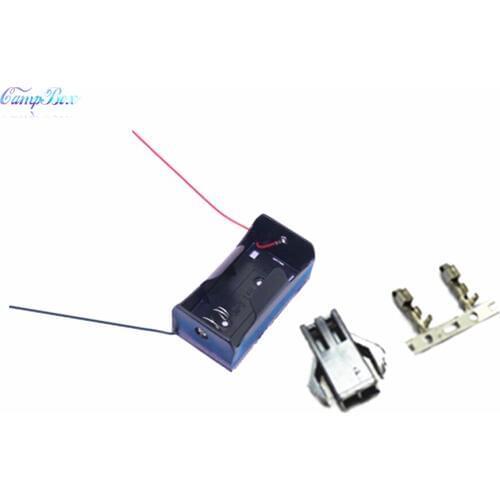 10Pcs 1xD-Type Battery Case Holder Socket Wire Junction Box With 15cm Wires, SM 2.54 Header and Crimps