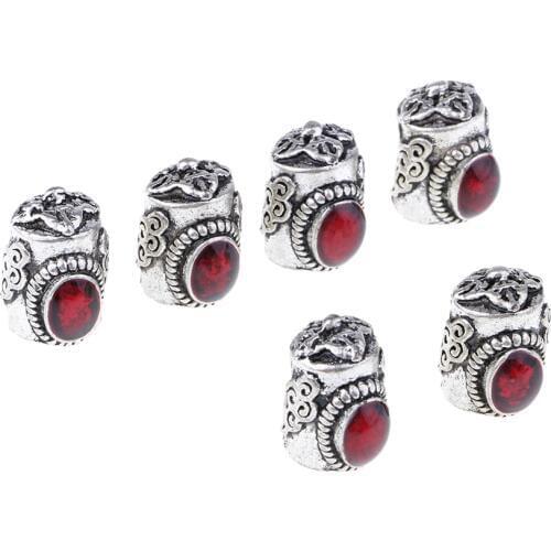 6 Pieces Vintage Tube Leather Cord Bracelet End Cap Beads Jewelry Findings Accessories Red Blue