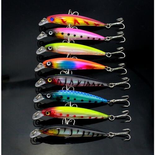8.5cm 7.2g 16pcs Minnow Fishing Lures 8 Colors Isca Artificial Fishing Hooks Hard Plastic Fake Bait Sea Fishing Tackle (MI034)