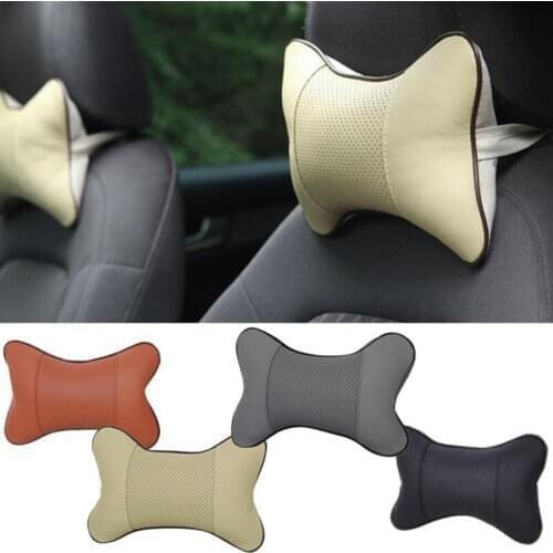 1pcs Universal Car Neck Pillows PVC Leather Breathable Mesh Auto Car Neck Rest Headrest Cushion Pillow Car Interior Accessories
