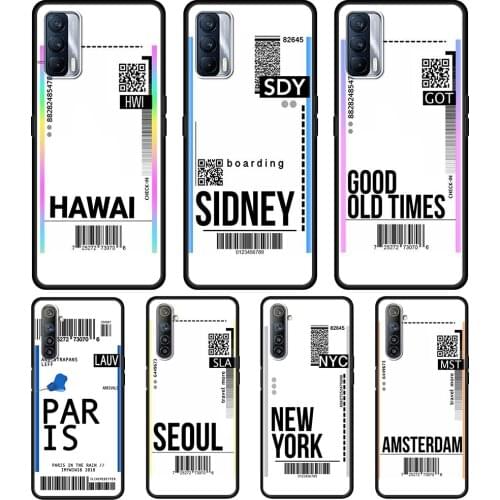 Shell For Realme V15 V13 GT Neo C25 C21 C20 C15 C11 C3 8 7 6 X50 Q2 Pro Q2i Case Fly Ticket AIR Tickets Travel Label Country