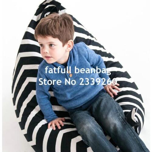 Cover only No Filler - Chevron bean bag chair , black and white zigzag mattress