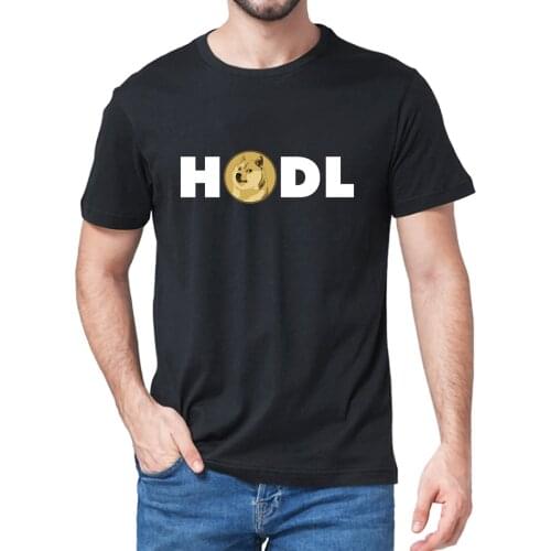 Dogecoin Doge HODL To the Moon Crypto Meme Harajuku Funny Summe Mens 100% Cotton Novelty T-Shirt Unisex Humor Women Soft Tee