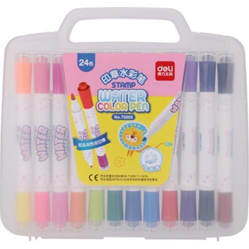 DL 70665 water color pen can wash formula safety hole design double head double color 24 color Stationery for office supplies st