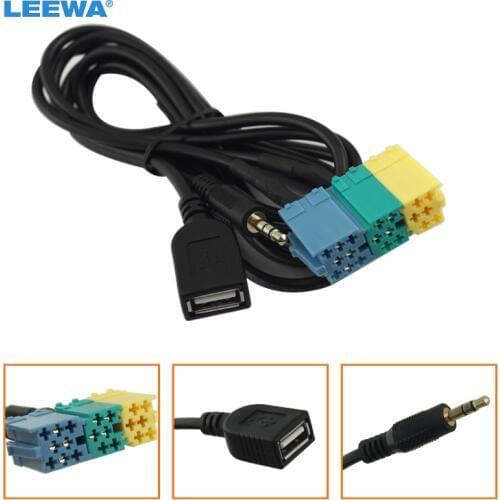 LEEWA 10pcs 2 in1 3.5MM + USB Plug Audio Adapter Cable Kia Aux Cable CD Player to MP3 For Hyundai Kia Sportage #CA3072
